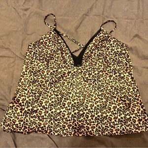 Leopard Print Satin Cami Tank Top